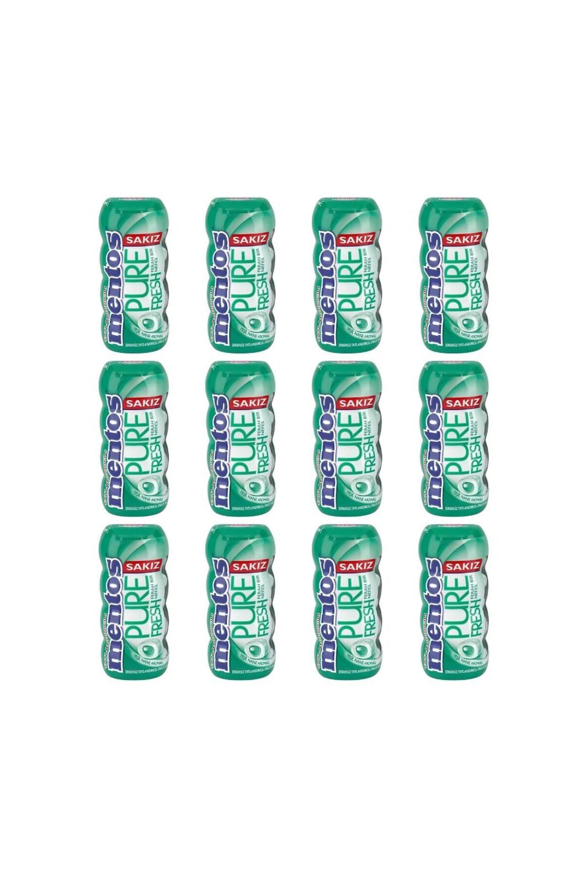 Pure Fresh Yeşil Nane Aromalı Şekersiz Tatlandırıcılı Draje Sakız 30 g x 12 Adet