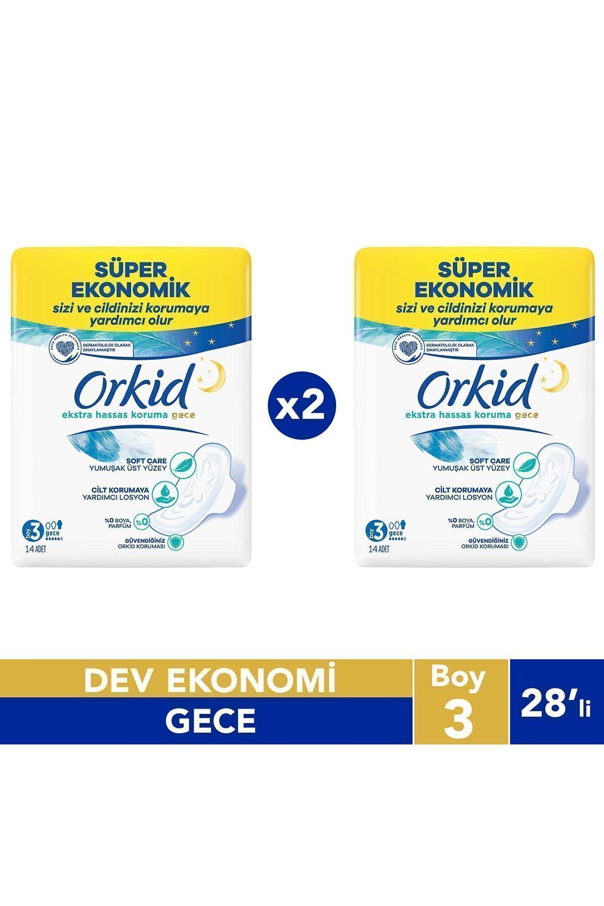 Extra Hassas Koruma Gece Süper Ekonomik Paket 28 Ped (14x2) Boy 3