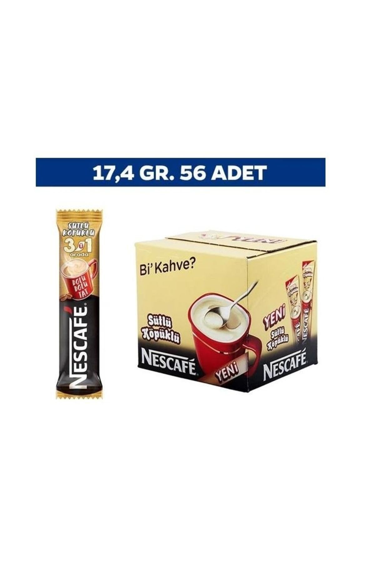 Nescafe 3'ü 1 Arada Sütlü Köpüklü Kahve 56'lı Paket 17,4 gr