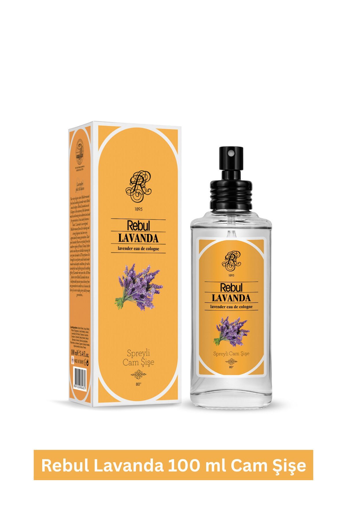 Lavanda 100 ml Sprey Başlıklı Cam Şişe Kolonya